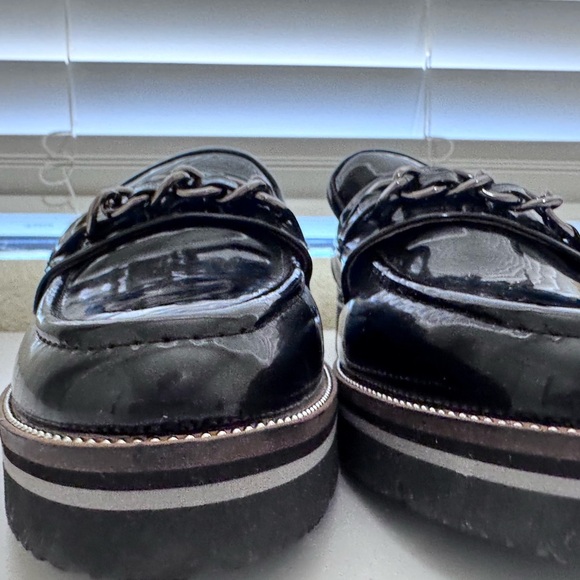 Alex Marie Glossy Black Loafers with Chain Detail - Picture 8 of 10